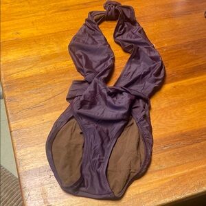 Burgundy Chic Low Cut Halter Swimsuit